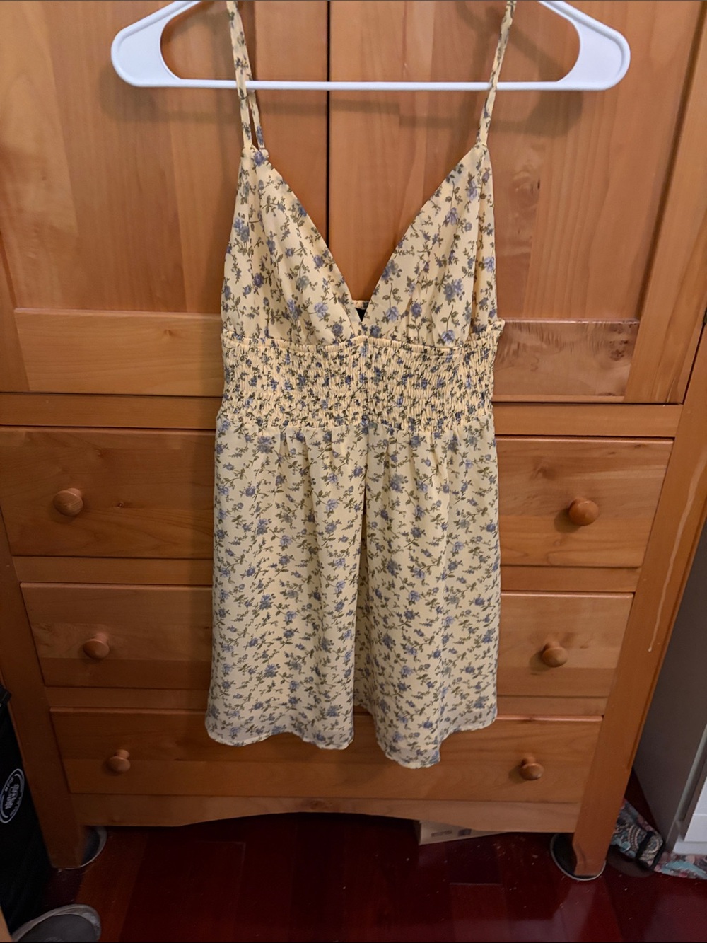 Yellow Floral Smocked Bust Slip Dress - Women Intimates & Sleepwear